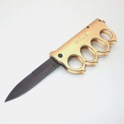 PK34.2 One Hand Knife Semiautomatic - Brass Knuckles Knife -Darkstreet Outlet Store pk342 one hand knife semiautomatic brass knuckles knife 1 4
