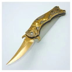 PK44 One Hand Knife Semiautomatic - Pocket Knives GOLD -Darkstreet Outlet Store pk44 one hand knife semiautomatic pocket knives gold 2