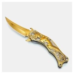 PK44 One Hand Knife Semiautomatic - Pocket Knives GOLD -Darkstreet Outlet Store pk44 one hand knife semiautomatic pocket knives gold 3