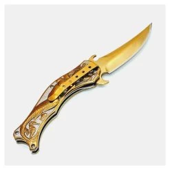 PK44 One Hand Knife Semiautomatic - Pocket Knives GOLD -Darkstreet Outlet Store pk44 one hand knife semiautomatic pocket knives gold 4