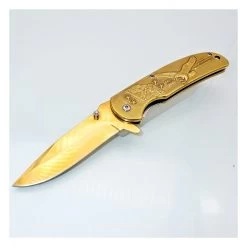 PK88 One Hand Knife Semiautomatic - Pocket Knives GOLD USA